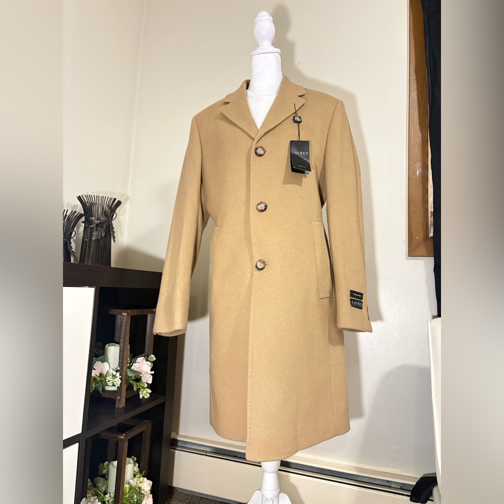 Lauren Ralph Lauren Men's Camel Single-Breasted Wool Coat